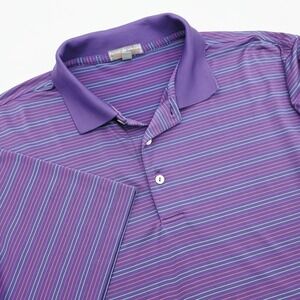 Peter Millar Polo Shirt Men L Pink Blue Purple Stripe Summer Comfort Golf Dallas